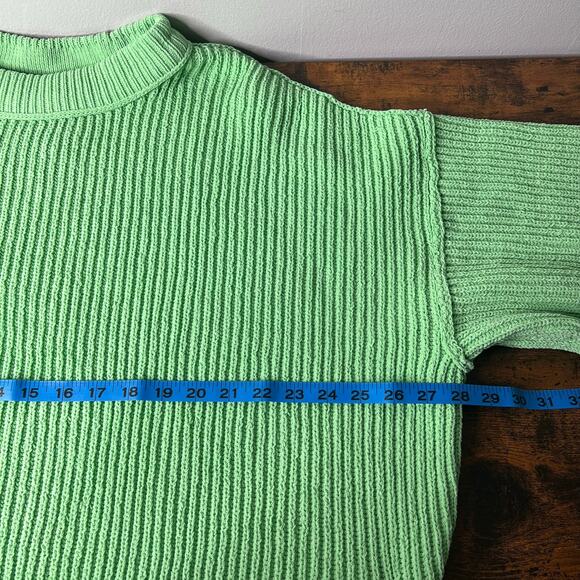 Aerie Beyond Chenille Sweater Lime Green Women's SP Ribbed Knit Oversized Chunky - Picture 8 of 9